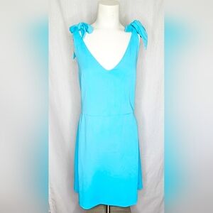 BCBGeneration Sky/Aqua Blue Tie-Shoulder V-Neck‎ Mini Dress Size 12